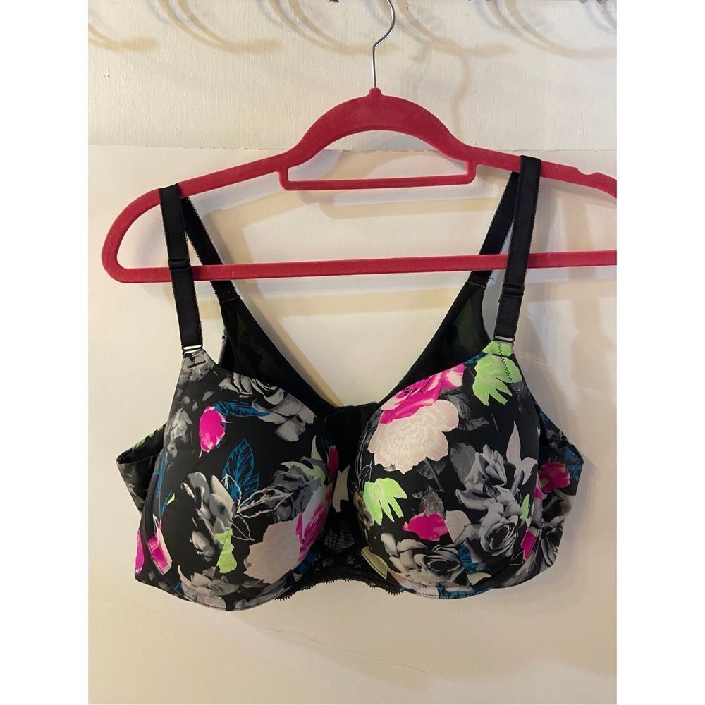 Torrid Curve bra 40c black‎ gray pink multi-color flowers